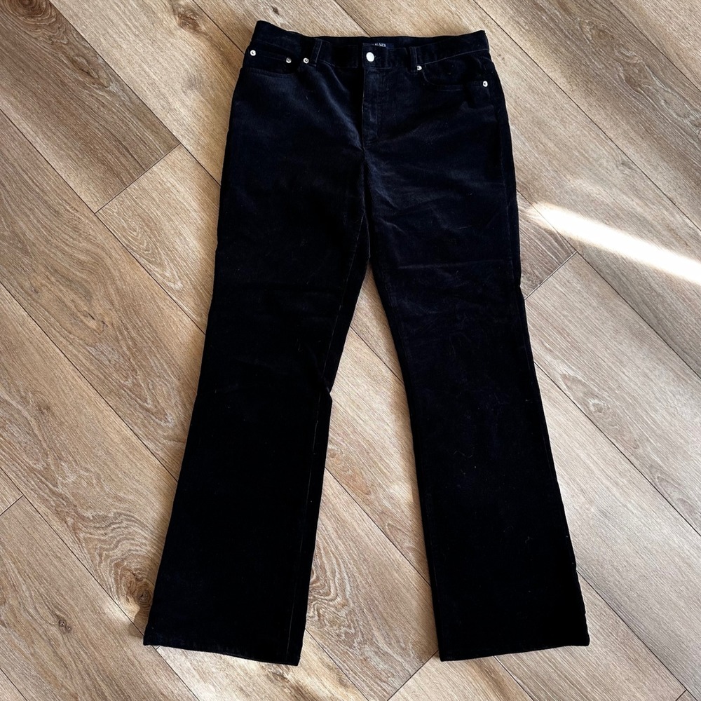 Chaps Womens Black Corduroy Straight Leg Stretch Pants Size 10